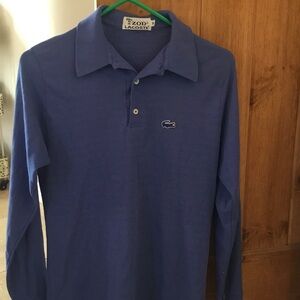 Lacoste vintage Men's Long Sleeve Polo in Blue